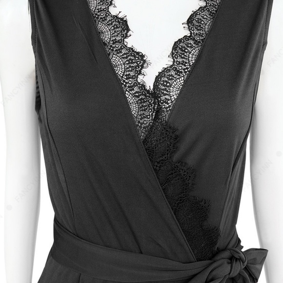 Amora Black Lace Detail Sleeveless Jumpsuit - Picture 8 of 8